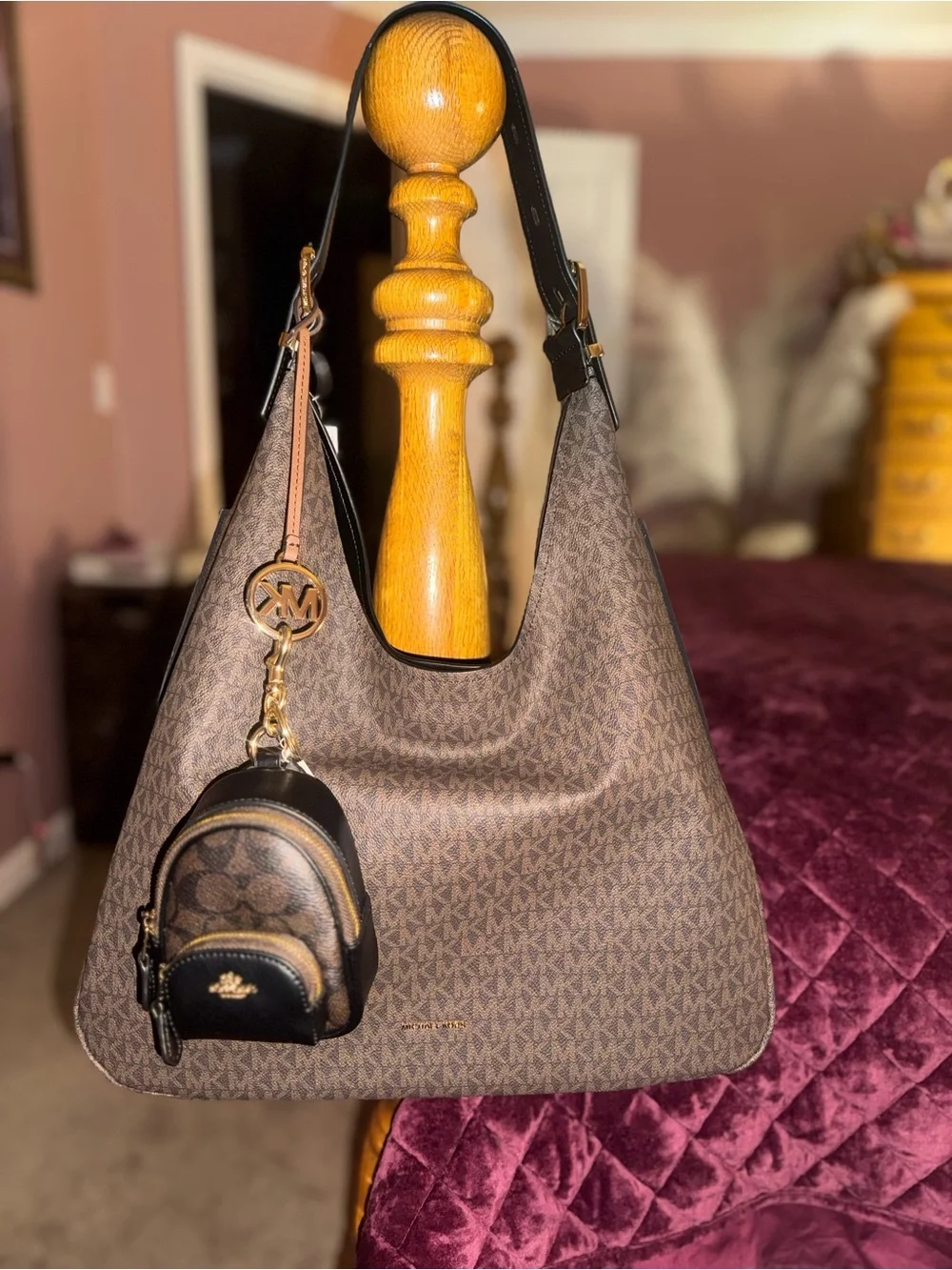 Michael Kors Brown MK Monogram Shoulder Bag